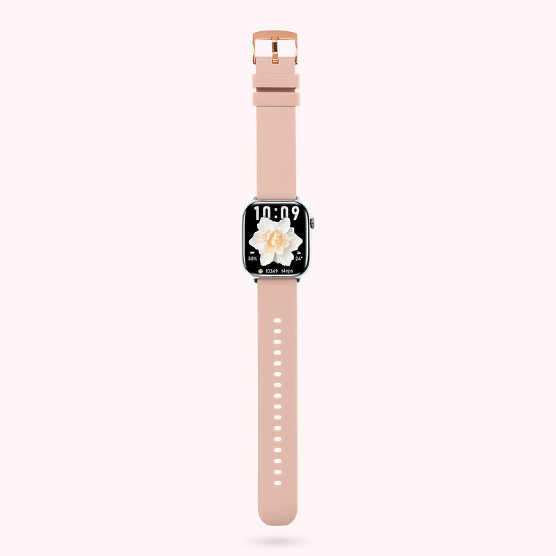 Montre connectée pour femme - Boîtier rectangulaire argenté 45x39 mm