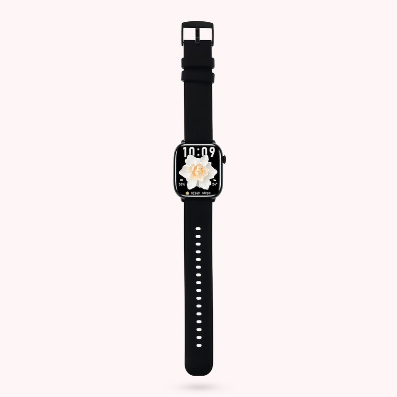 Montre connectée noire pour femme - Boîtier rectangulaire 45x39 mm