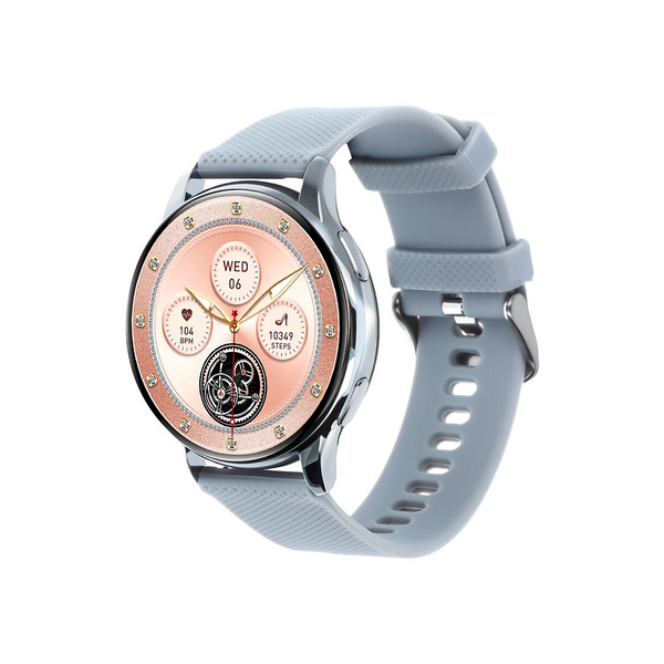 Montre intelligente pour femmes - Boîtier rond argenté de 42 mm