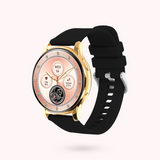 Montre intelligente pour femme - Boîtier rond doré de 42 mm