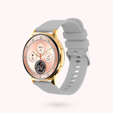 Montre intelligente pour femme - Boîtier rond doré de 42 mm