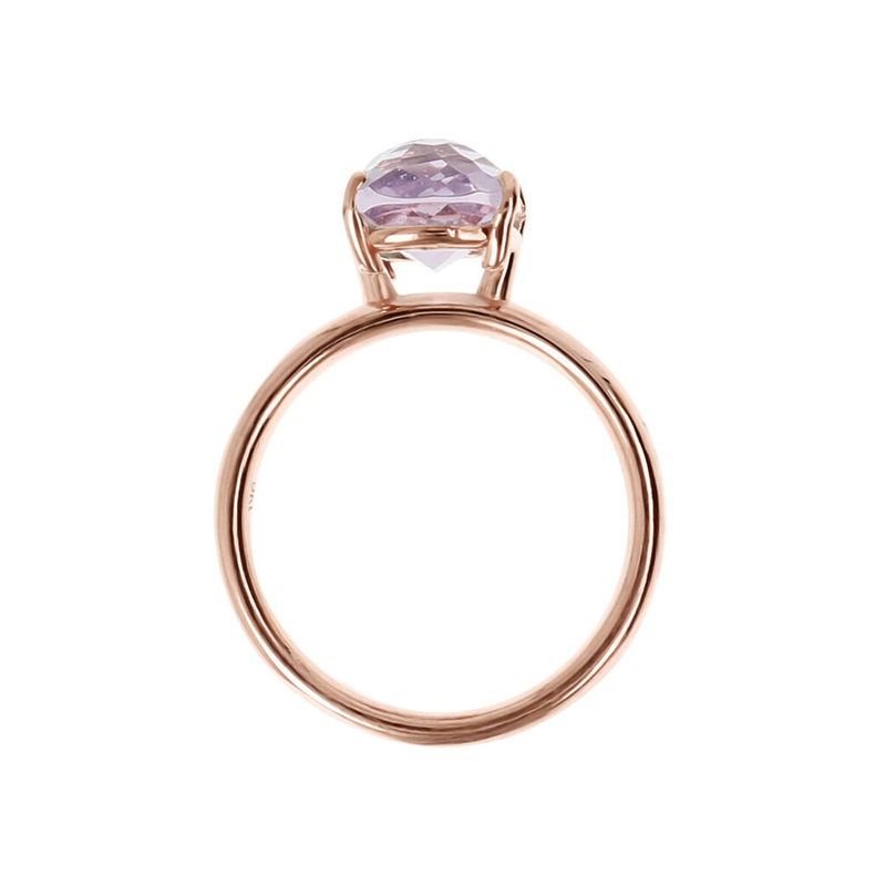 Anello Cocktail in Oro Rosa 375 con Pietra Naturale Tonda