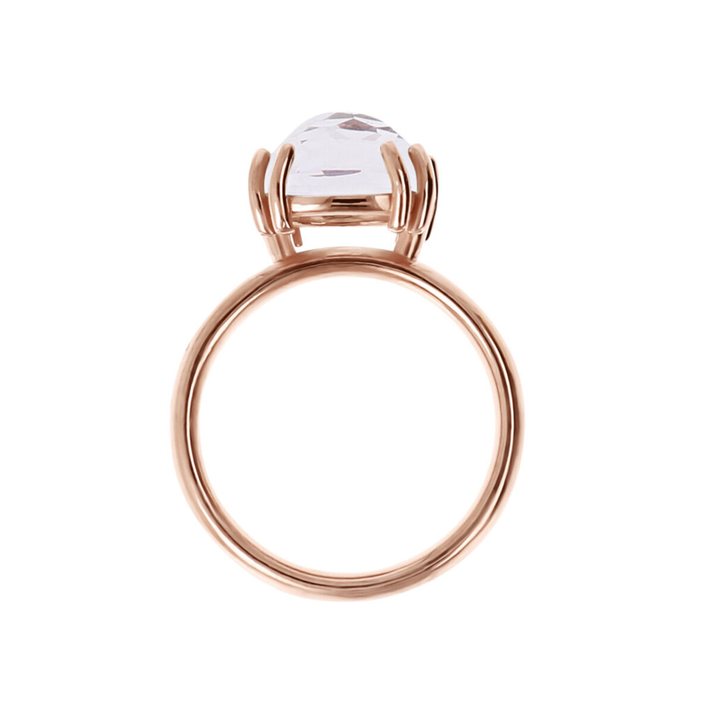 Anello Cocktail in Oro Rosa 375 con Pietra Naturale Tonda