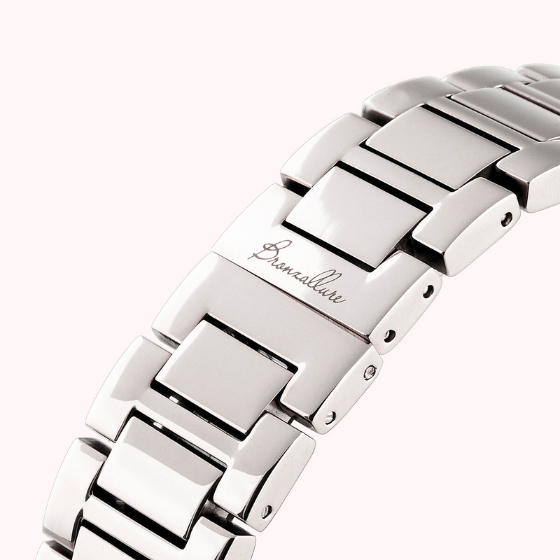 Steel wristwatch with Cubic Zirconia pavé