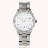 Two-tone steel wristwatch with Cubic Zirconia bezel