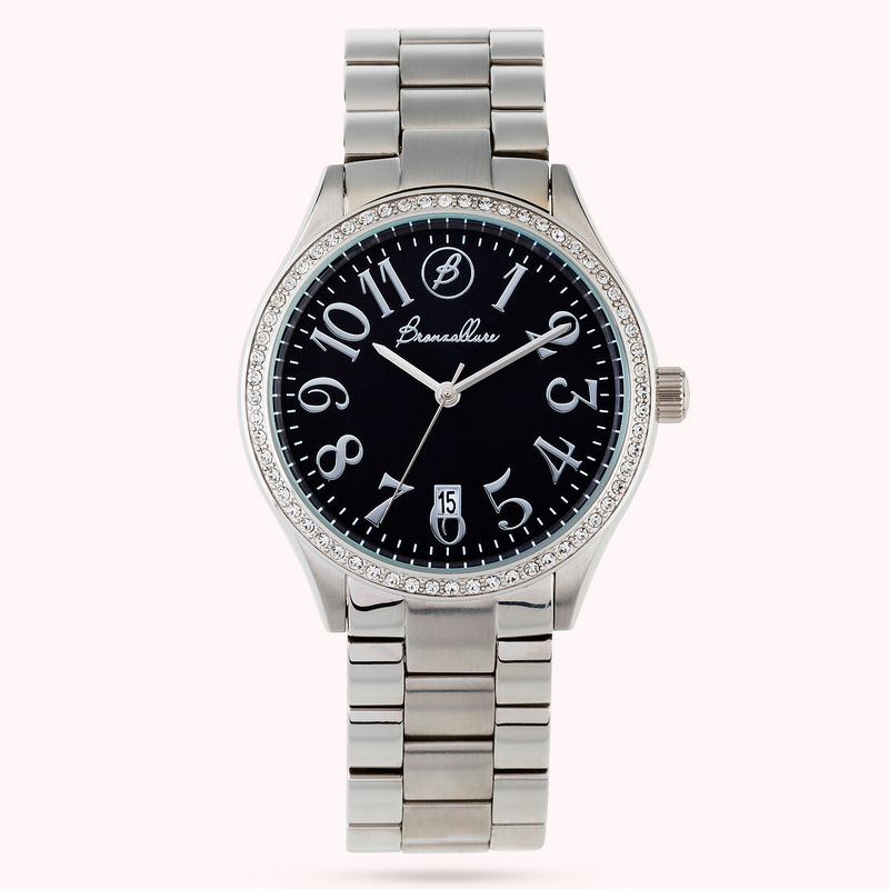 Two-tone steel wristwatch with Cubic Zirconia bezel