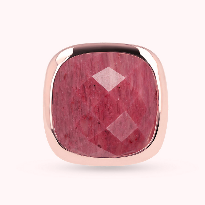 Chevalier Ring with Faceted Square Stone