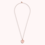 Long Oval Rolo Chain Necklace with Heart Pendant in Faceted Natural Stone