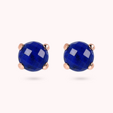 Button Earrings with Round Natural Stone