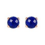 Button Earrings with Round Natural Stone