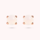 Button Earrings with Round Natural Stone