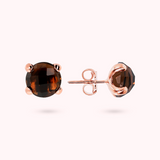 Button Earrings with Round Natural Stone