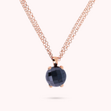 Rolo Double Chain Necklace with Round Natural Stone Pendant