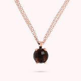 Rolo Double Chain Necklace with Round Natural Stone Pendant