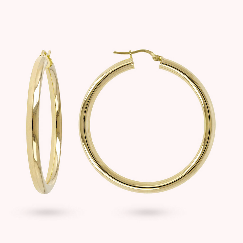 Golden Pendant Hoop Earrings