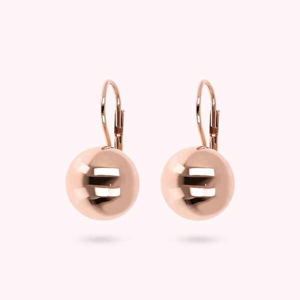 Pendant Earrings with Golden Rosé Sphere