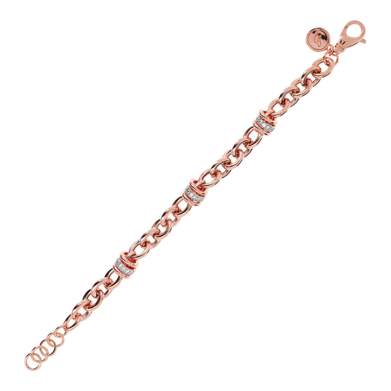 Bracelet Chaîne Rolo et Rondelle Pavée en Cubic Zirconia