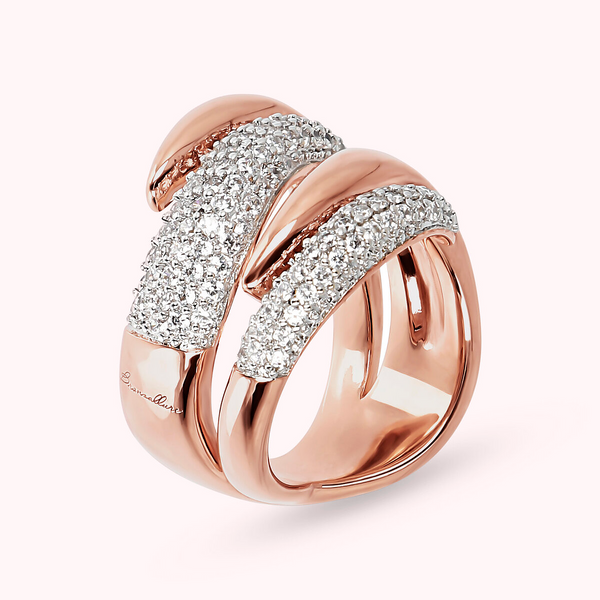 Contrarié-Ring mit Pavé aus Zirkonia