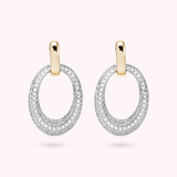 Golden Oval Pavé Earrings in Cubic Zirconia