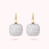 Boucles d'Oreilles Pendantes Carré Doré avec Pavé en Cubic Zirconia