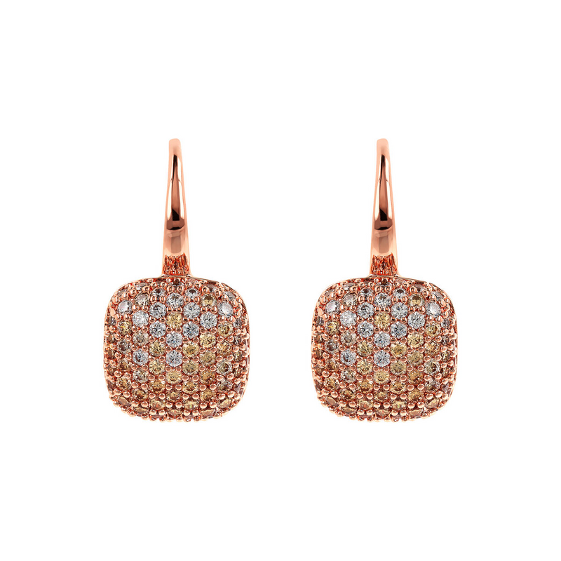 Boucles d'Oreilles Pendantes Carrées avec Pavé en Zircons Cubiques