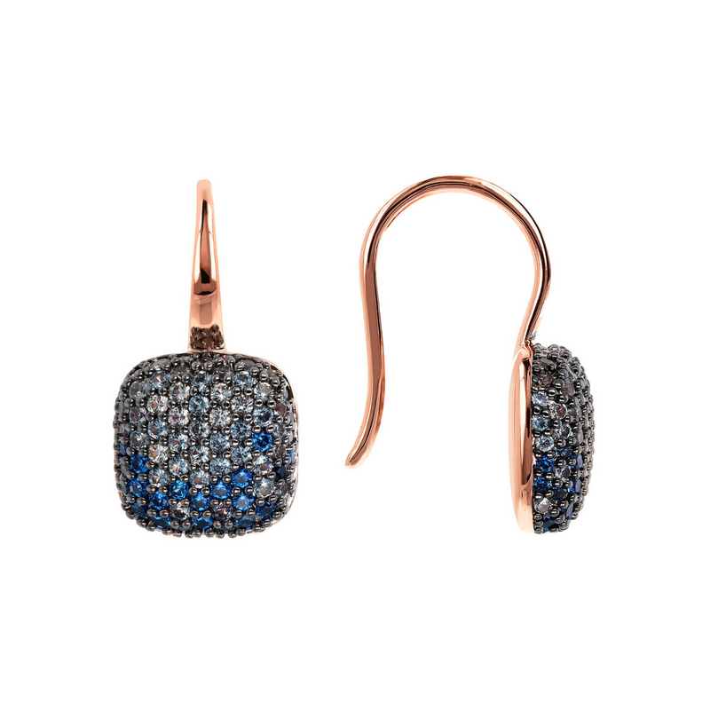 Boucles d'Oreilles Pendantes Carrées avec Pavé en Zircons Cubiques