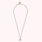 Golden Rolo Chain Necklace with Pavé Square Pendant in Cubic Zirconia