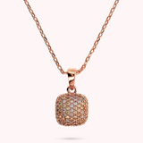 Collana Catena Rolo con Pendente Quadrato Pavé in Cubic Zirconia