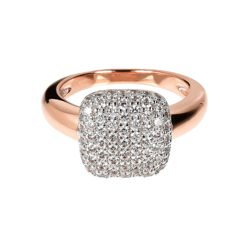 Bague Cocktail Carrée avec Pavé en Zircons Cubiques