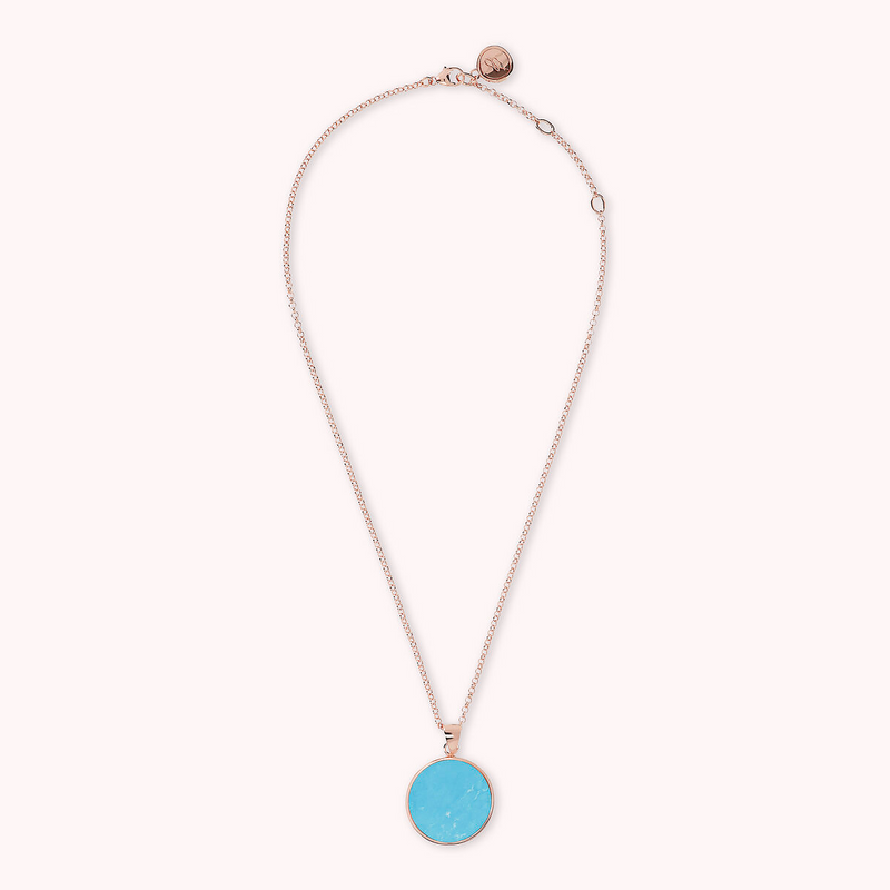 Collier avec Pendentif Disque Moyen en Pierre Naturelle