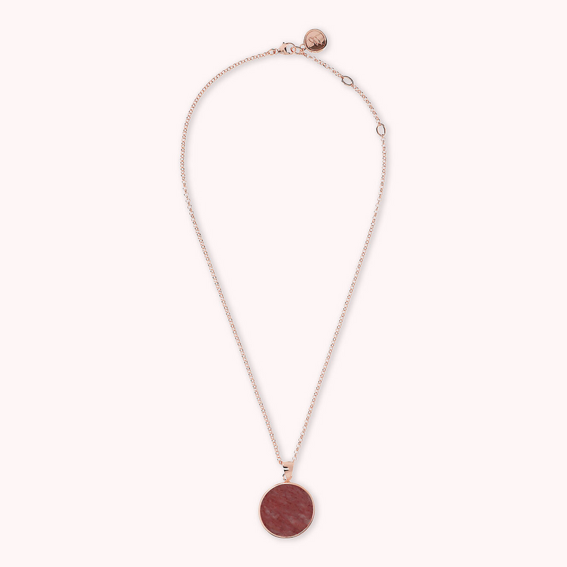 Necklace with Medium Disc Pendant in Natural Stone