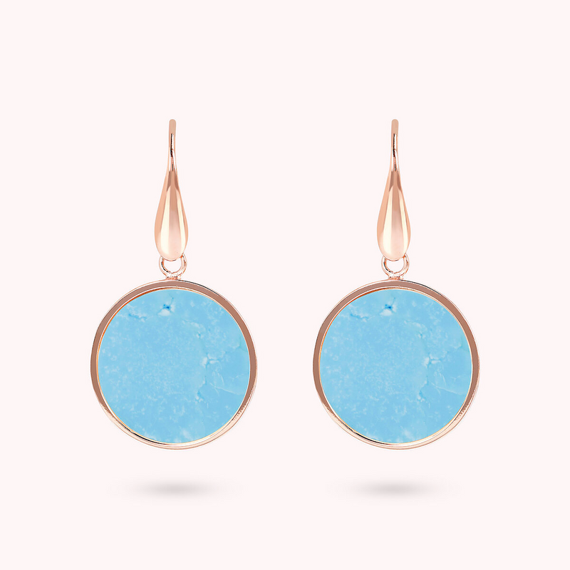 Pendant Earrings with Natural Stone Disc