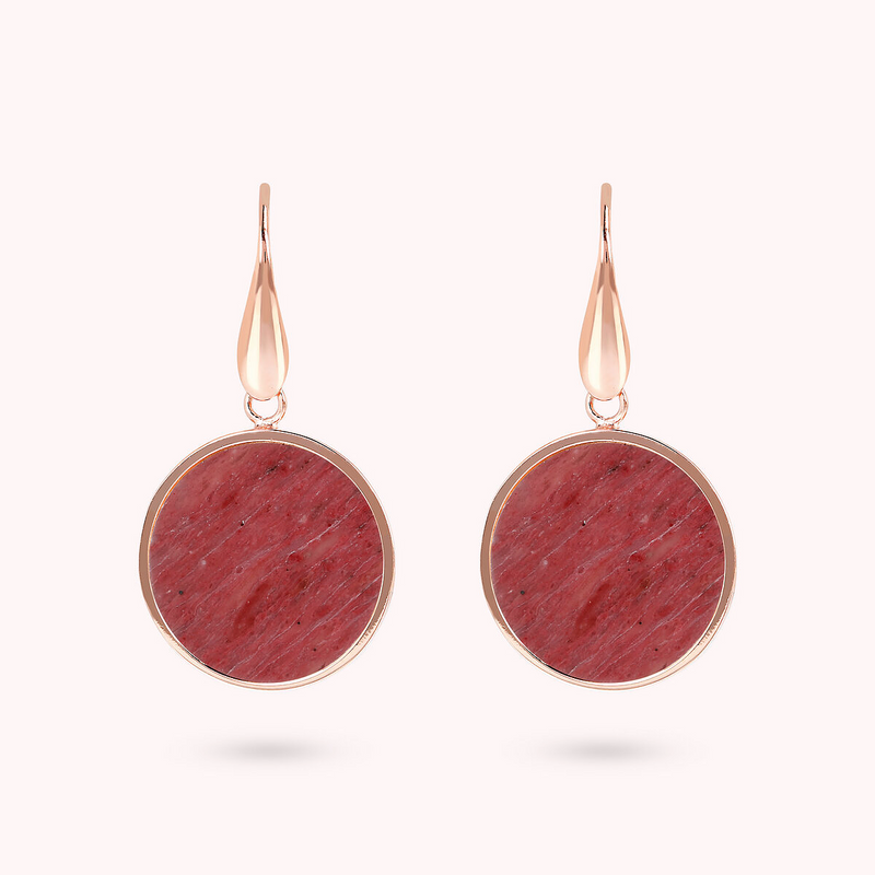 Pendant Earrings with Natural Stone Disc