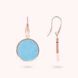 Boucles d'Oreilles Pendantes avec Disque en Pierre Naturelle