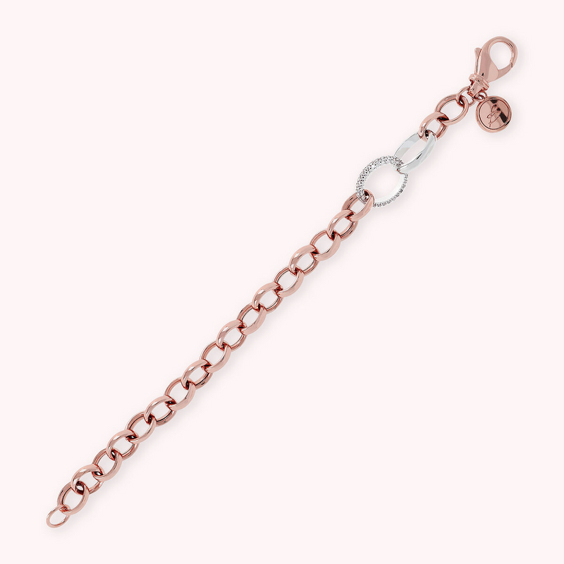 Bracelet chaîne Rolo avec élément pavé en zircon cubique