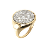 Golden Chevalier Ring with Pavé in Cubic Zirconia