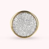 Golden Chevalier Ring with Pavé in Cubic Zirconia