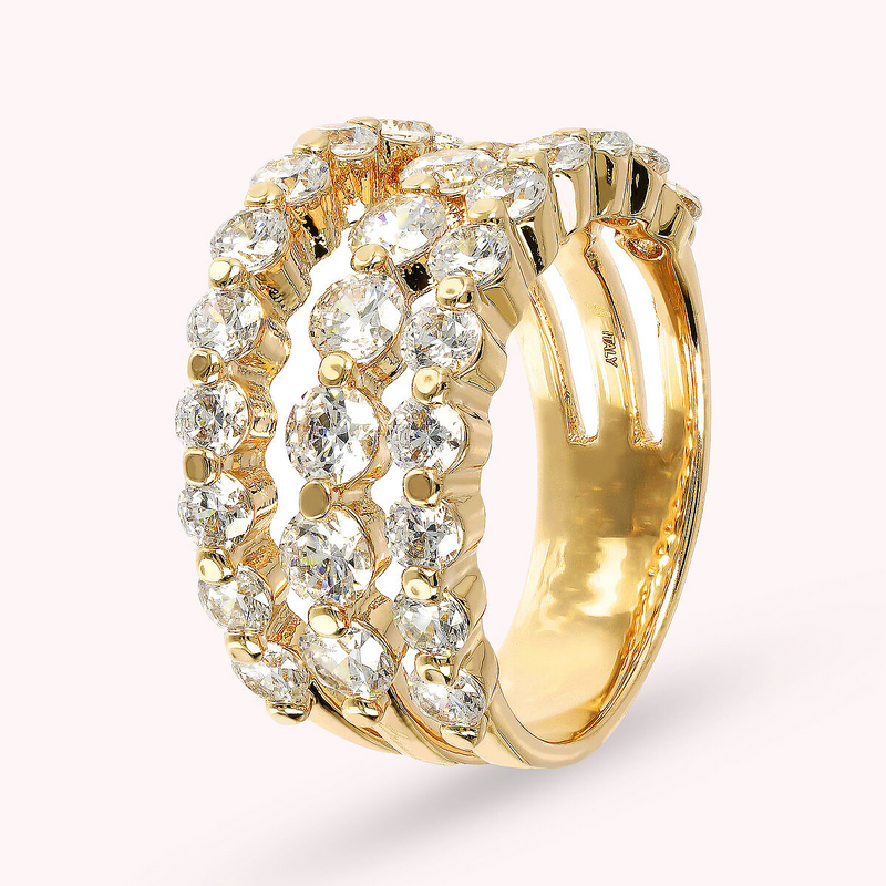 Golden Multistrand Riviera Ring with Cubic Zirconia