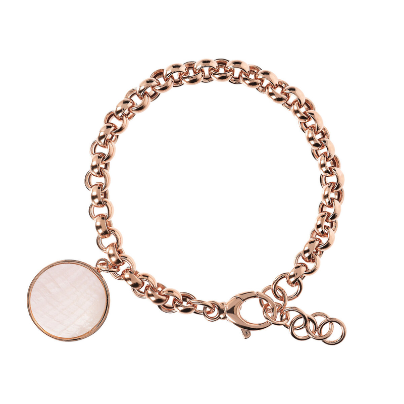 Rolo Chain Bracelet with Disc Pendant in Natural Stone