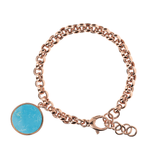 Rolo Chain Bracelet with Disc Pendant in Natural Stone