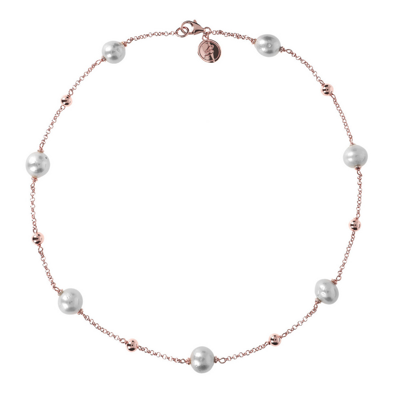 Necklace with Spheres and Freshwater Cultured Pearls Ø 10 mm