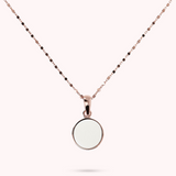 Cube Chain Necklace with Small Disc Pendant in Natural Stone