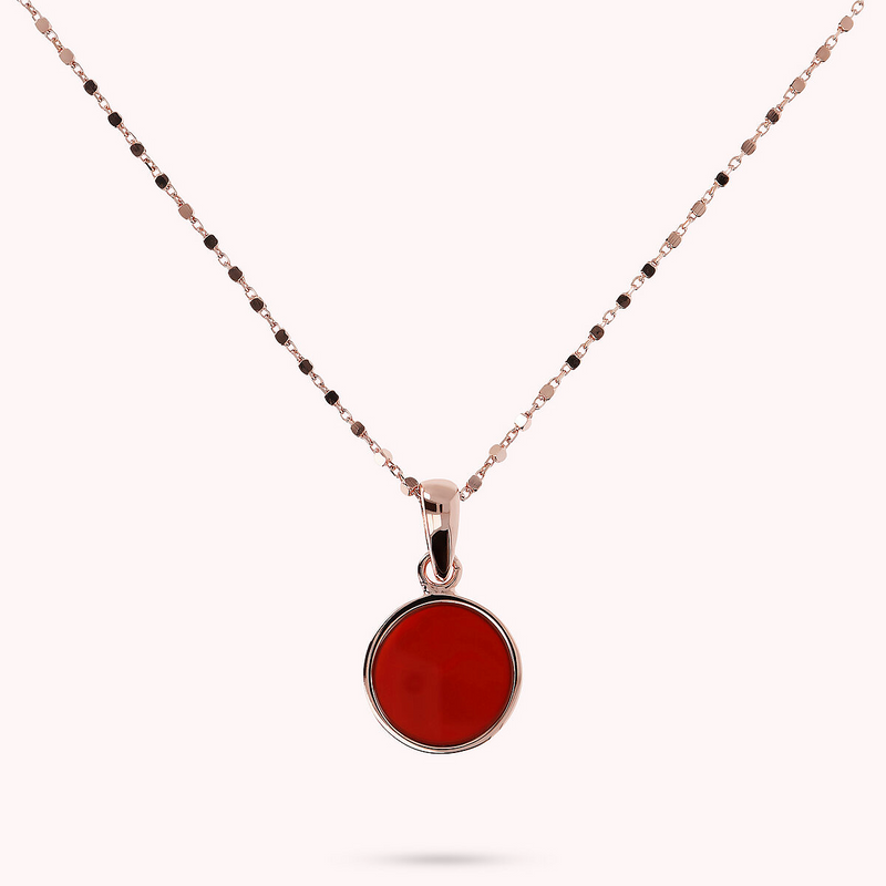 Collier avec Pendentif Disque Petit en Pierre Naturelle