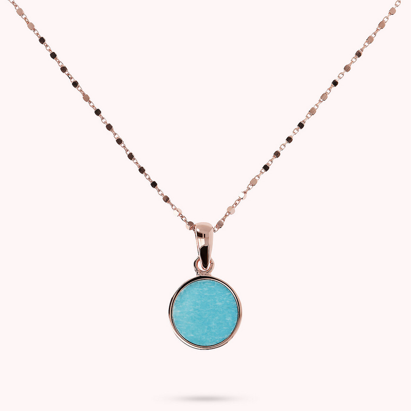 Collier avec Pendentif Disque Petit en Pierre Naturelle