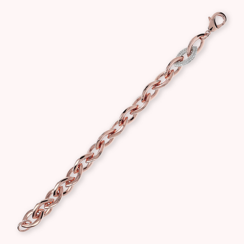 Bracelet chaîne marquise avec élément pavé en oxyde de zirconium