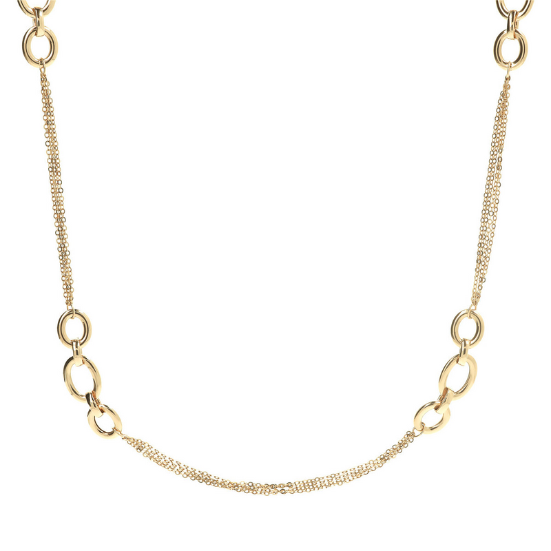 Collana Lunga Multifilo Golden con Maglie ad Anelli