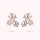 Trilogy Stud Earrings with Natural Stone and Freshwater Cultured Pearls Ø 9/10 mm