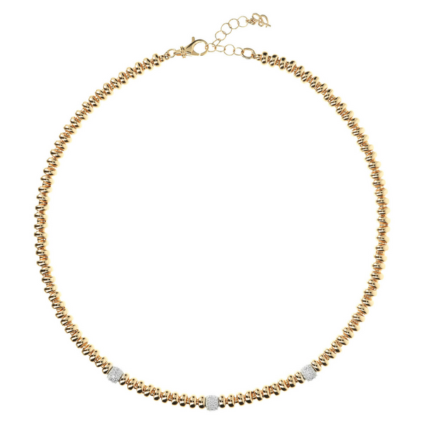 Golden Necklace with alternating Cubic Zirconia elements