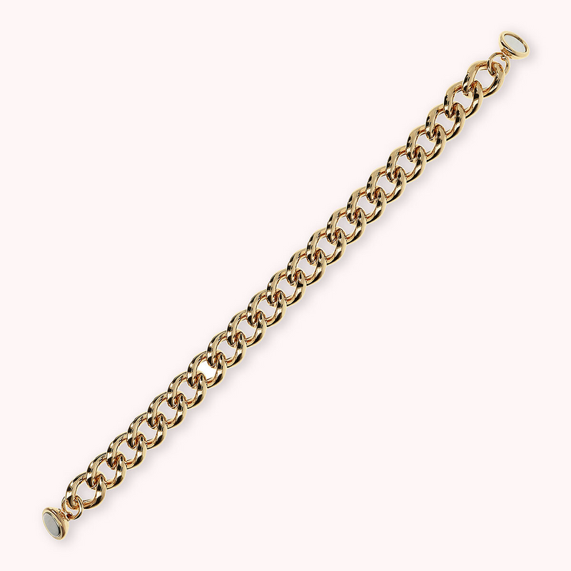 Golden Curb Chain Bracelet Maxi Diamond Cut Links