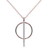 Rolo Chain Necklace with Circle Pendant and Pavé Bar in Cubic Zirconia